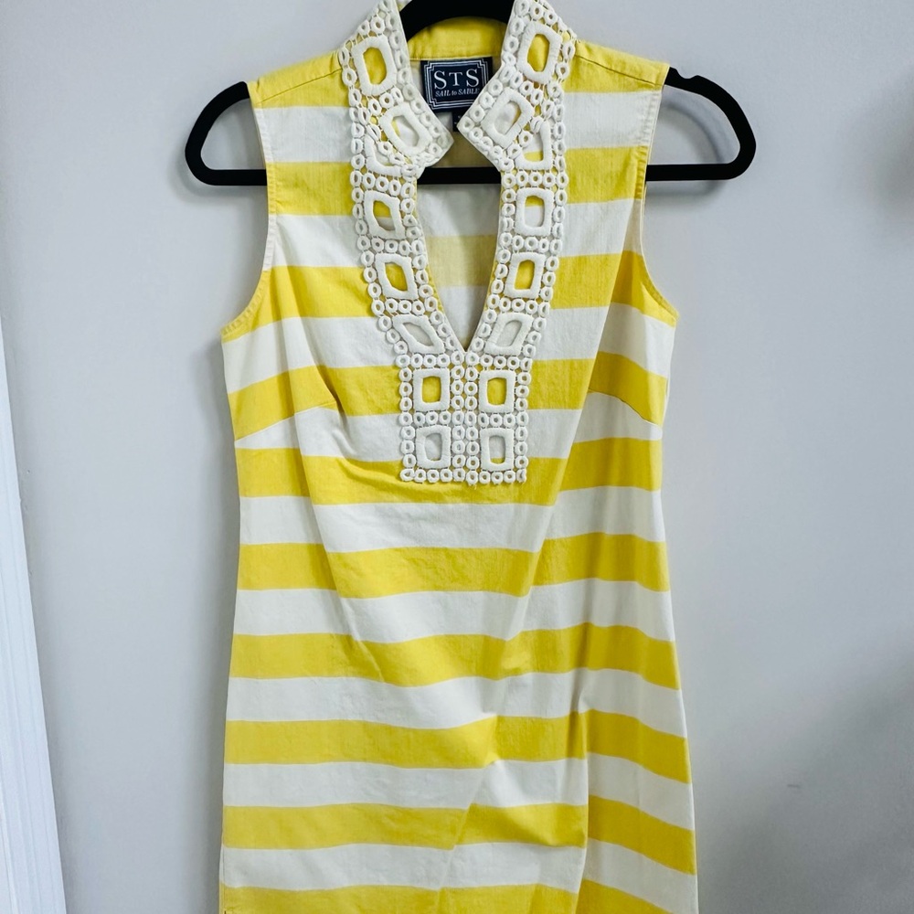 STS Yellow and White Striped Sleeveless Dress